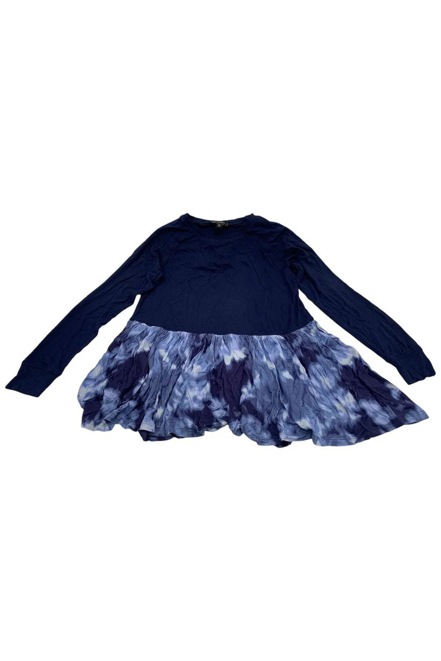 DG2 by Diane Gilman Women's Mixed Print Combo Peplum Top Navy - Regular